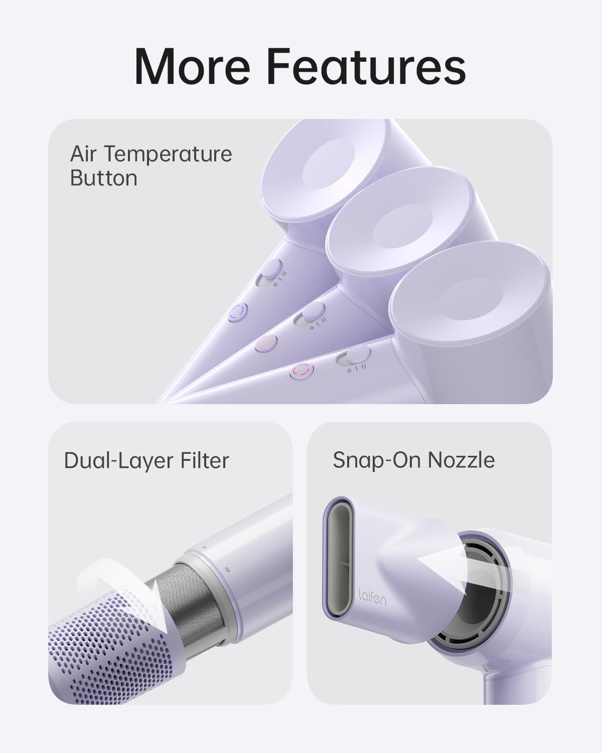 Laifen SE Lite hair dryer demonstrating low-noise operation
