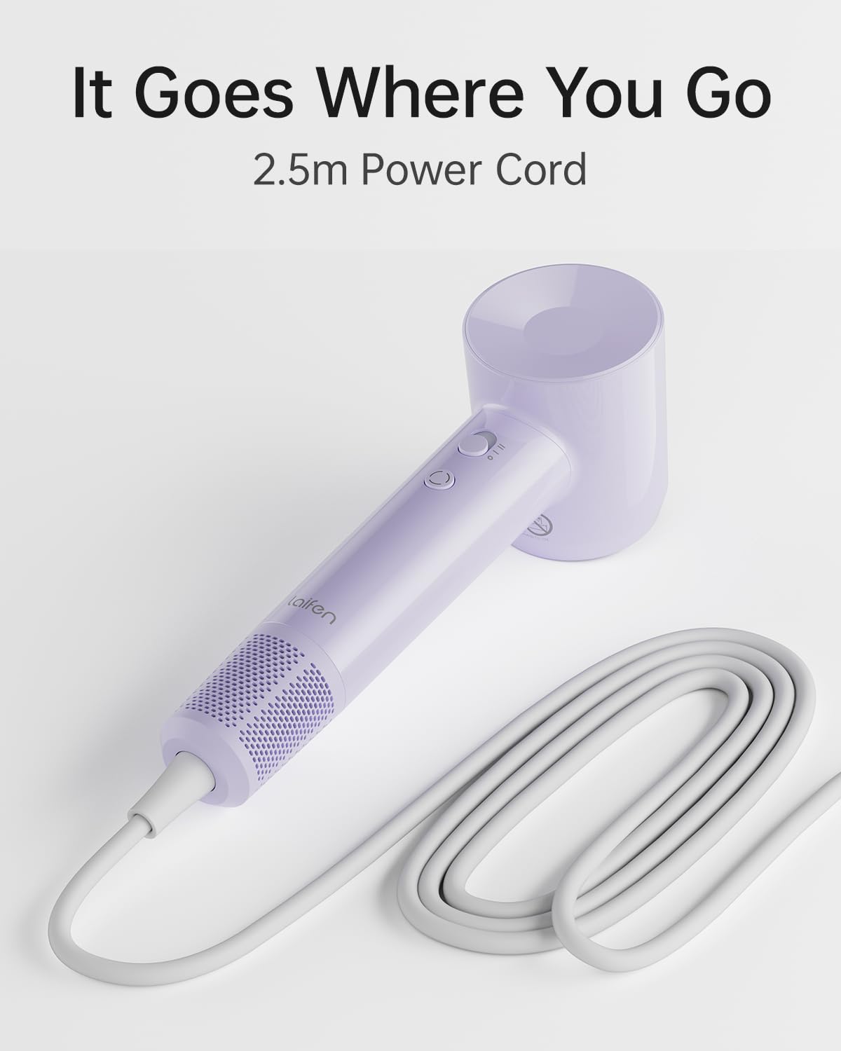 Laifen SE Lite hair dryer styled with curly hair