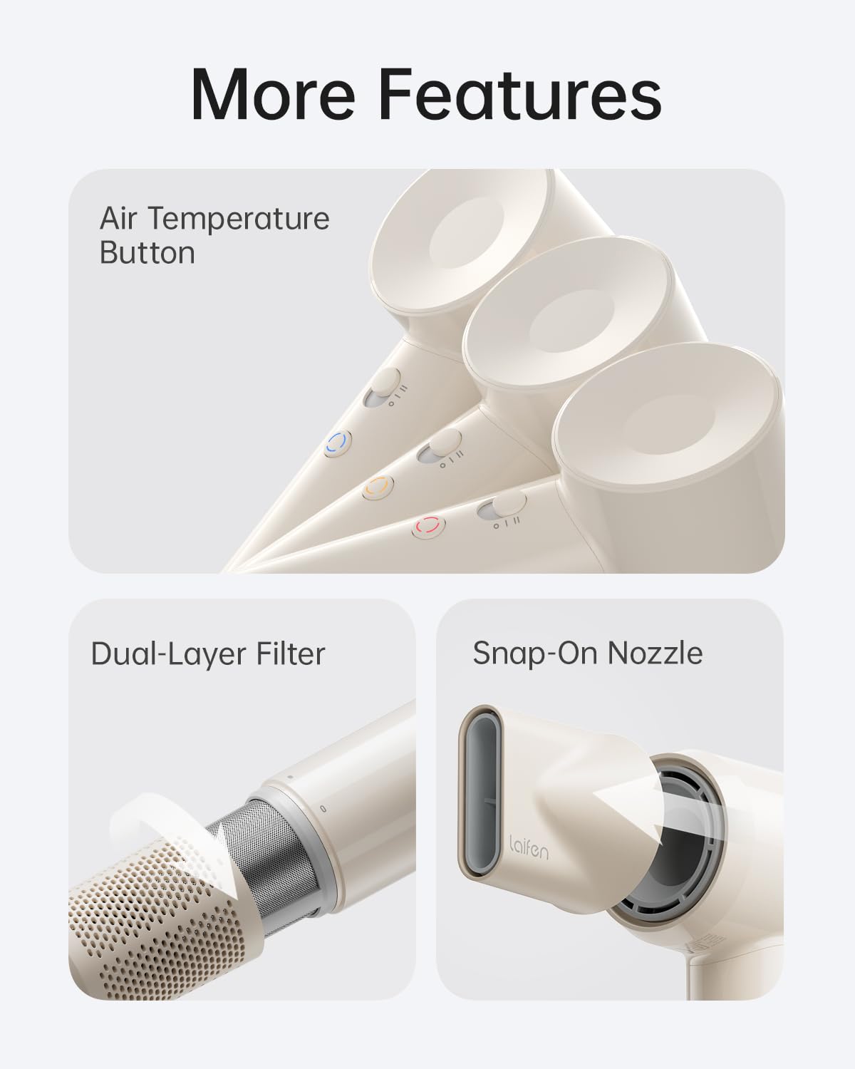 Laifen SE Lite Ionic Hair Dryer showcasing low-noise operation