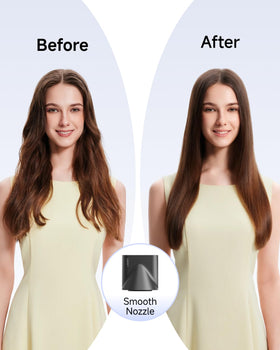 Laifen Swift Hair Dryer in use with shiny hair result