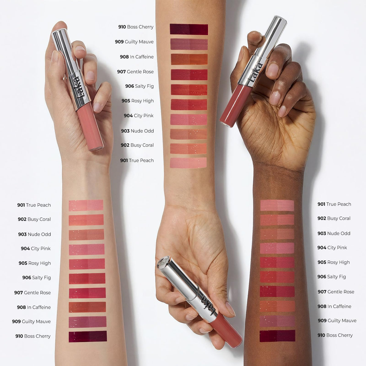 Laka Perfect Twin Lip glossy finish comparison