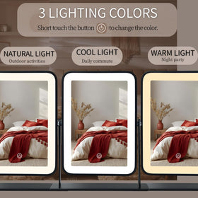 LAKFUES 11x9 cordless makeup mirror with three light modes