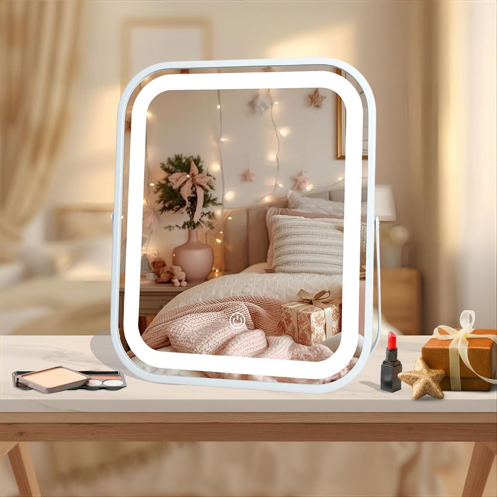 LAKFUES LED Makeup Mirror front view with adjustable LED lights