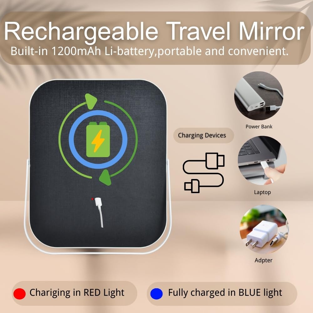 LAKFUES LED Makeup Mirror side view showcasing the metal frame