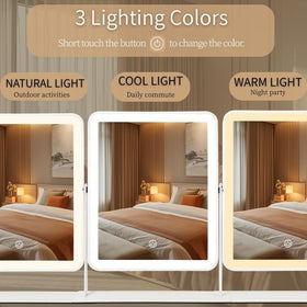 LAKFUES LED Vanity Mirror displaying warm light setting