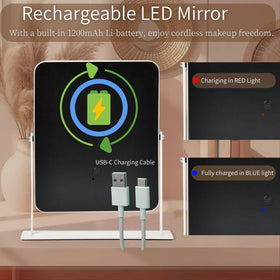 LAKFUES LED Vanity Mirror side view showing USB-C charging port