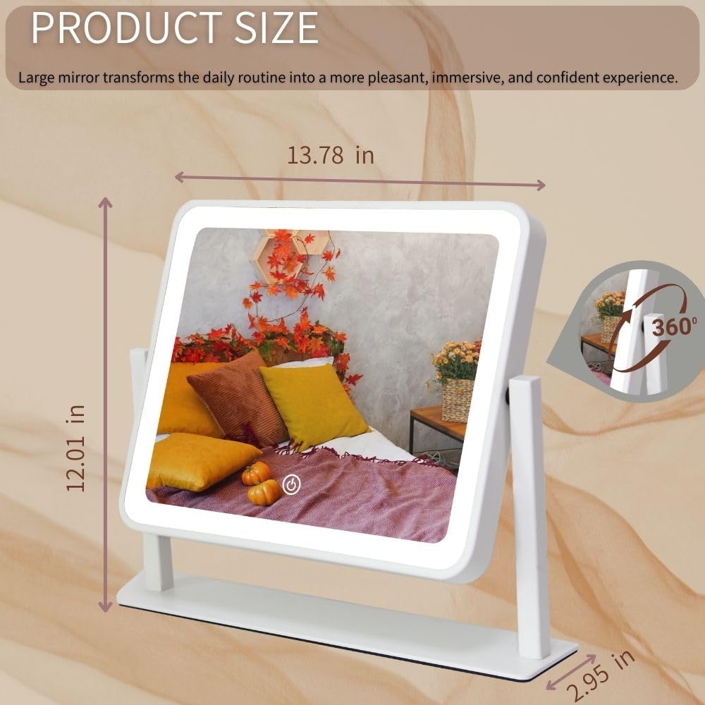 LAKFUES LED Vanity Mirror with 360° rotation feature