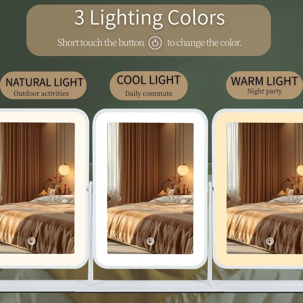 LAKFUES Makeup Mirror side view highlighting cordless design
