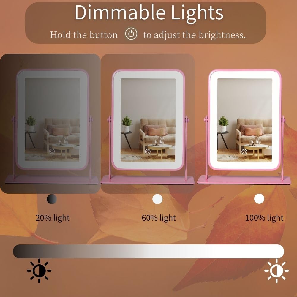 LAKFUES Pink LED Makeup Mirror close-up of the metal frame