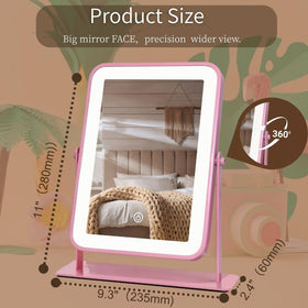 LAKFUES Pink LED Makeup Mirror in colorful gift box packaging