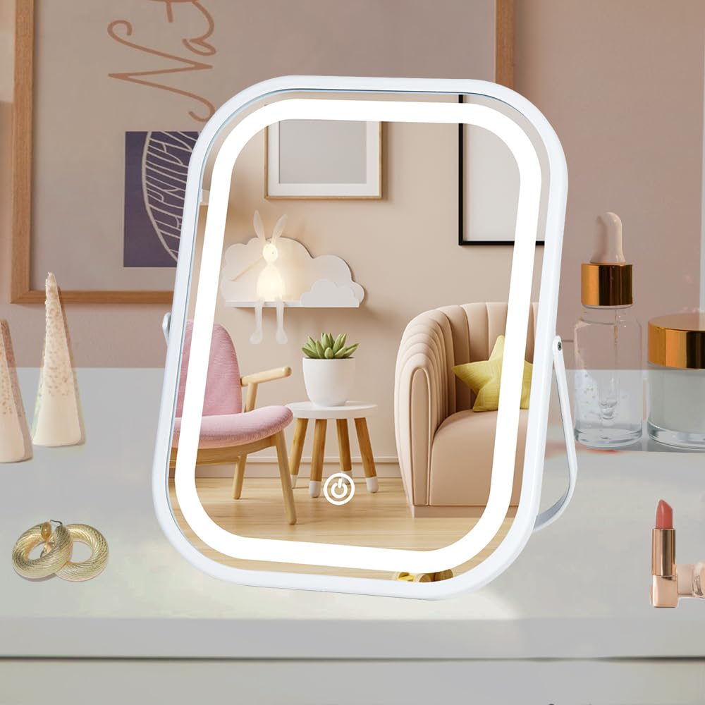 LAKFUES Vanity Mirror front view with LED lights
