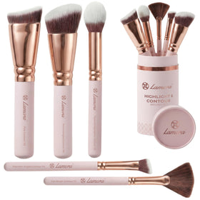 Lamora Pro Face Contour Brush Set front view with all five brushes