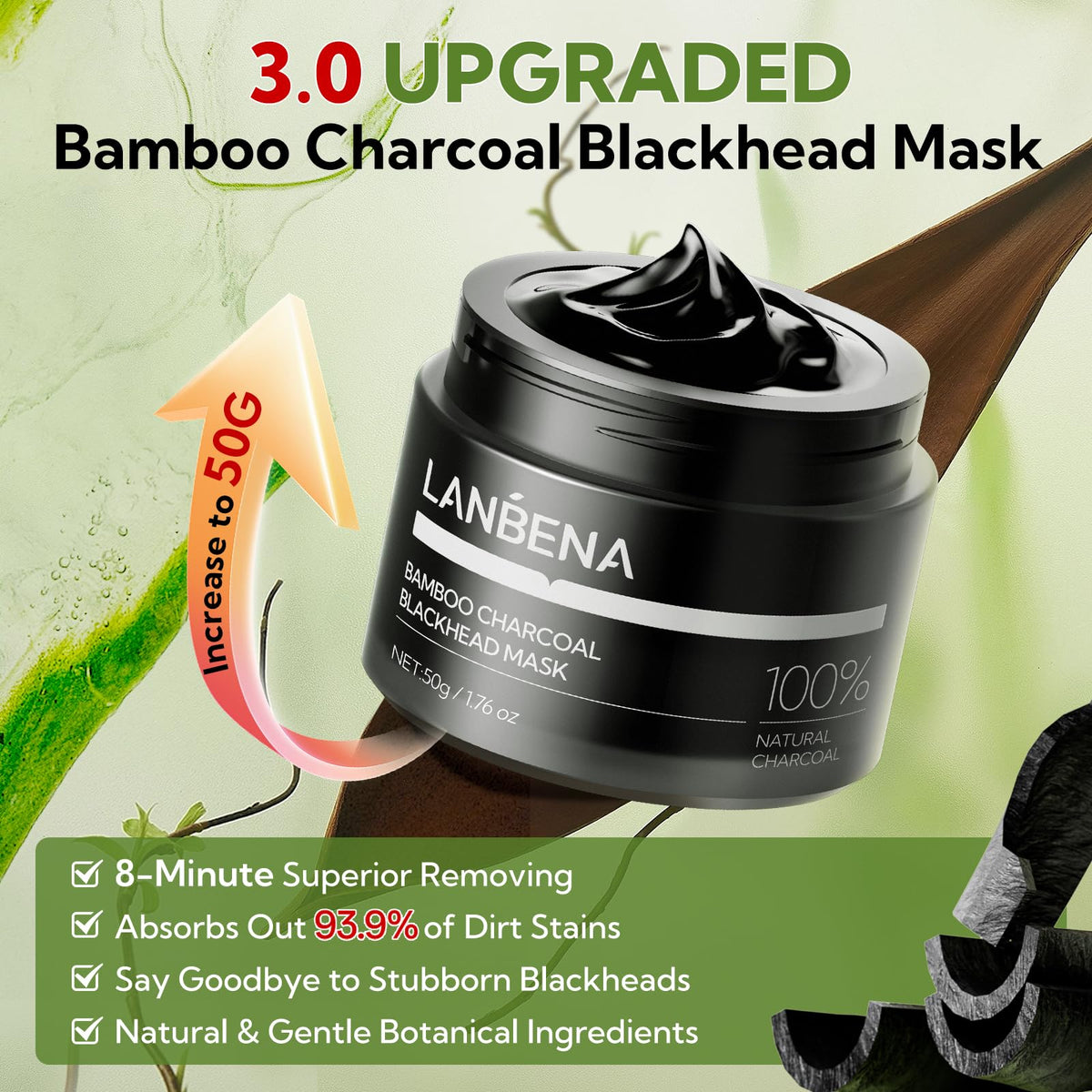 LANBENA Bamboo Charcoal Nose Pore Strips 50g application on skin