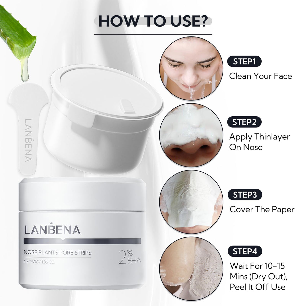 LANBENA Blackhead Remover Peel Off Mask on nose