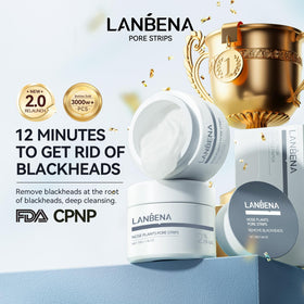 LANBENA Nose Strips demonstrating effective blackhead removal