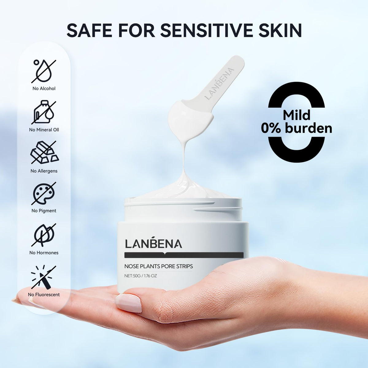 LANBENA Nose Strips in use on a model's nose