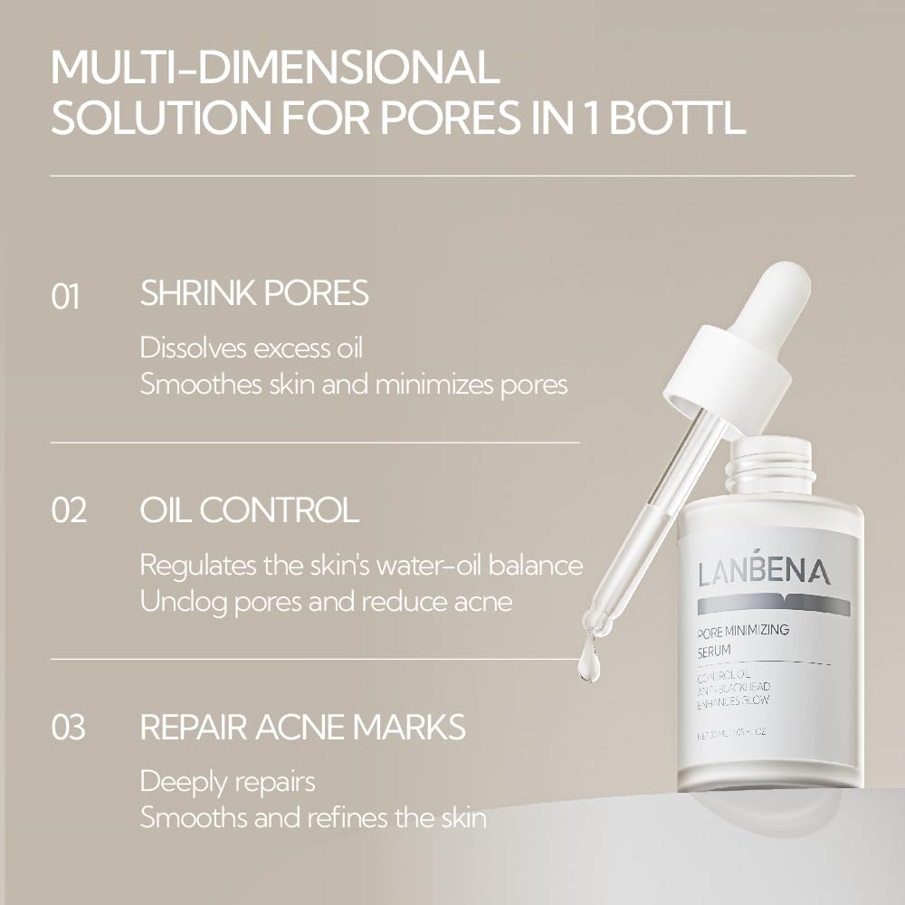 LANBENA Pore Minimizer Serum 2.0 on a skincare shelf