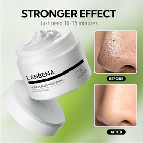 LANBENA Pore Strips in use on a model's nose