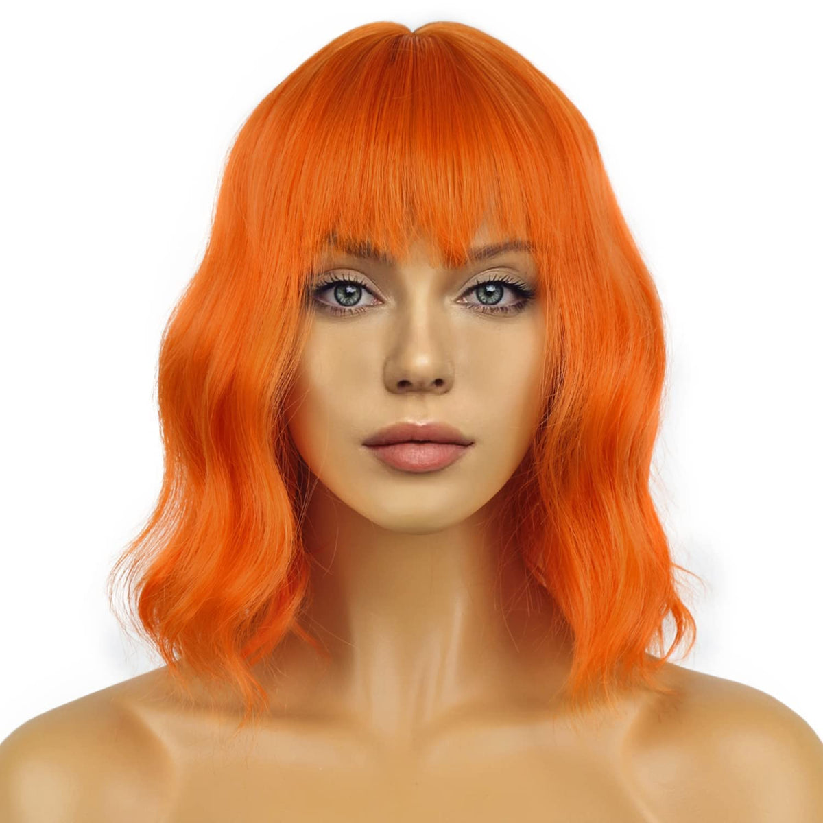 LANCAINI 12-inch orange wavy wig front view