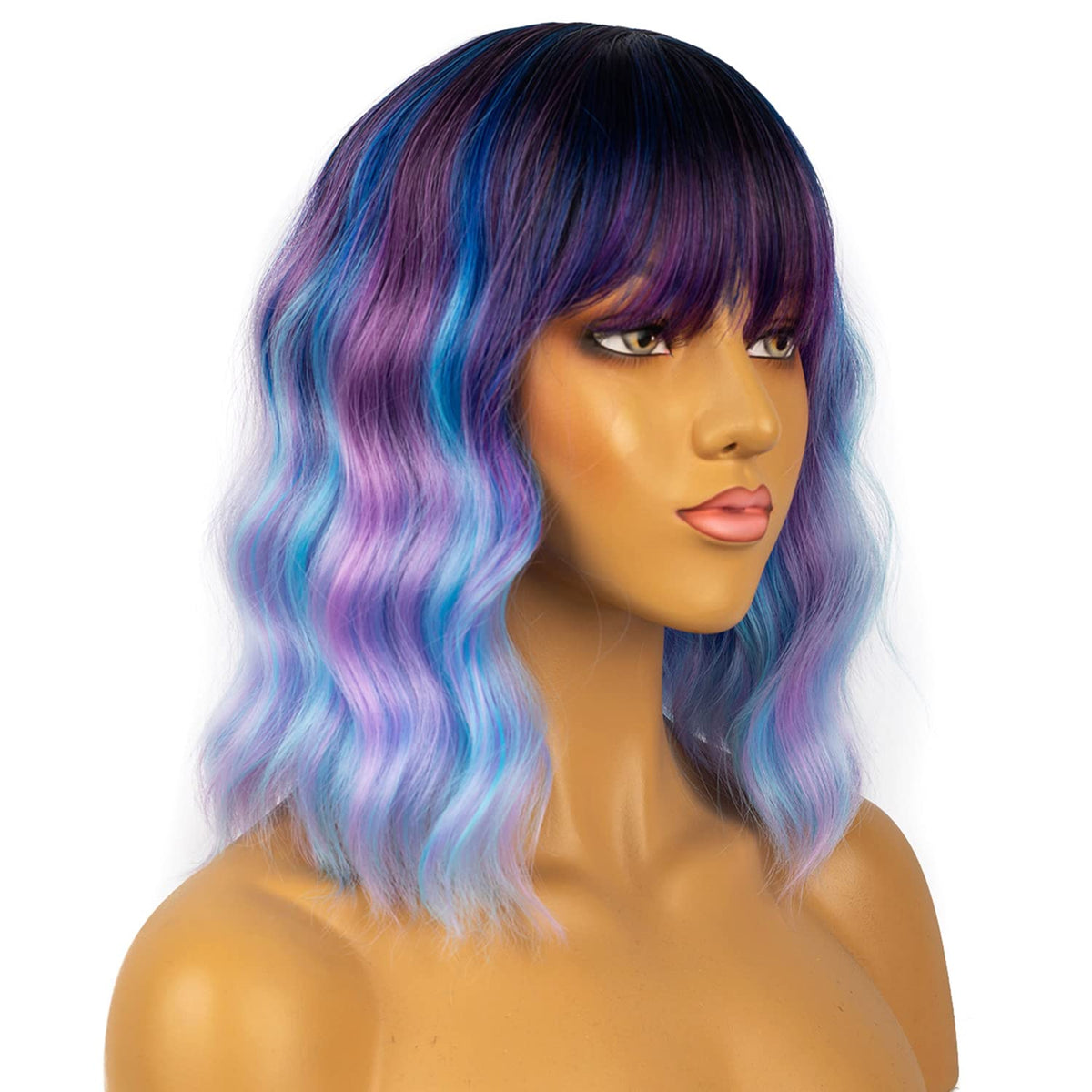 LANCAINI Colourful Short Bob Wig back view highlighting the length