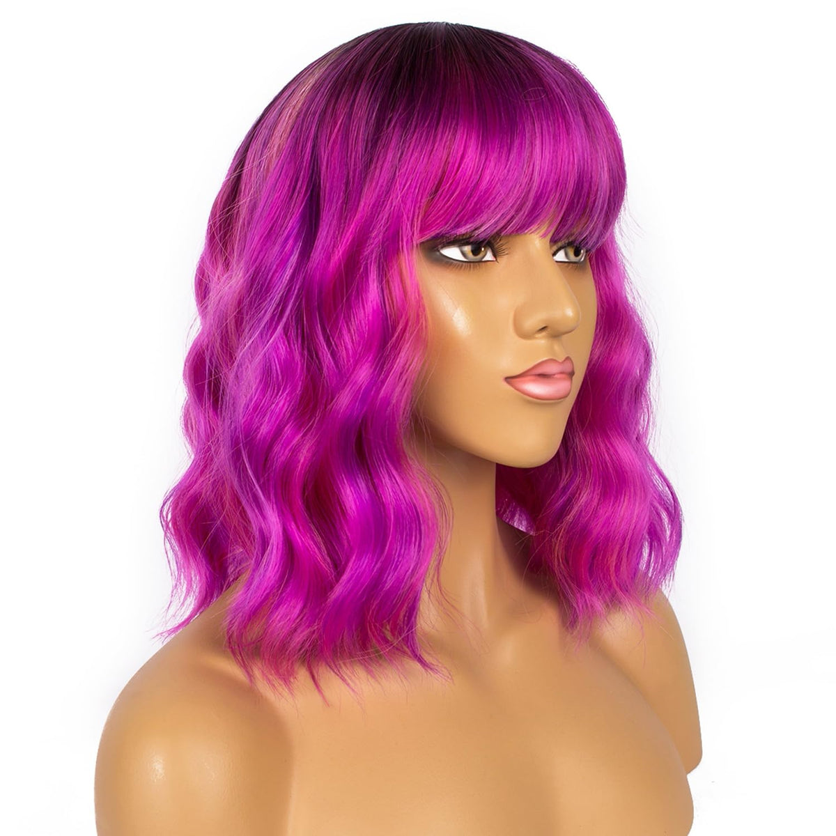 LANCAINI Colourful Short Bob Wig back view with adjustable straps