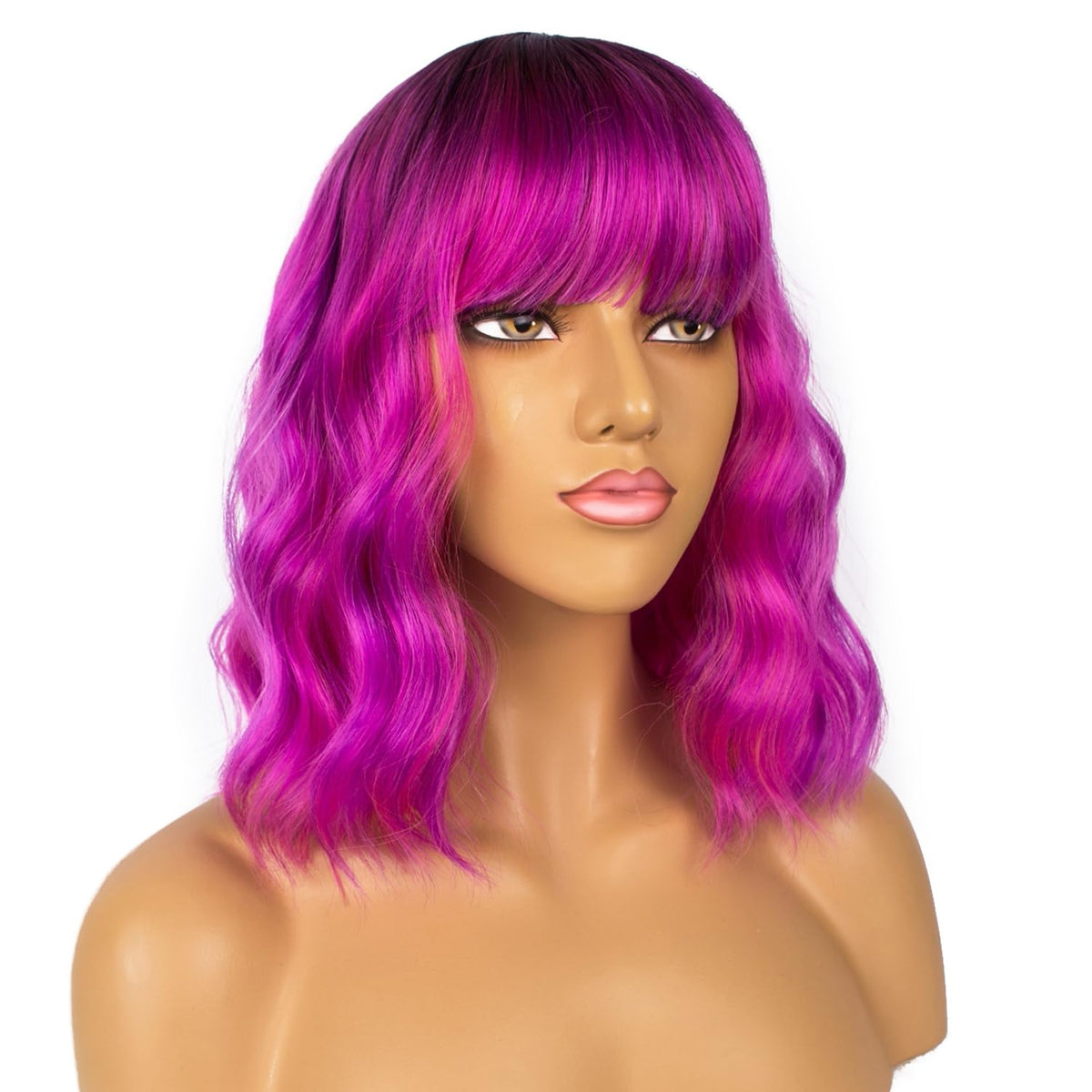 LANCAINI Colourful Short Bob Wig close-up of the synthetic fiber