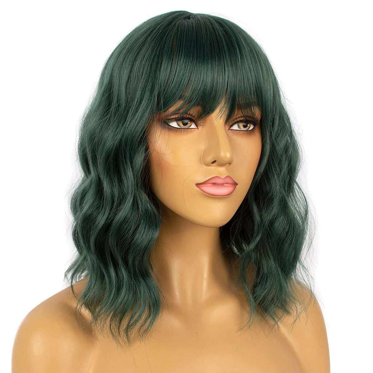 LANCAINI Dark Green Short Bob Wig back view