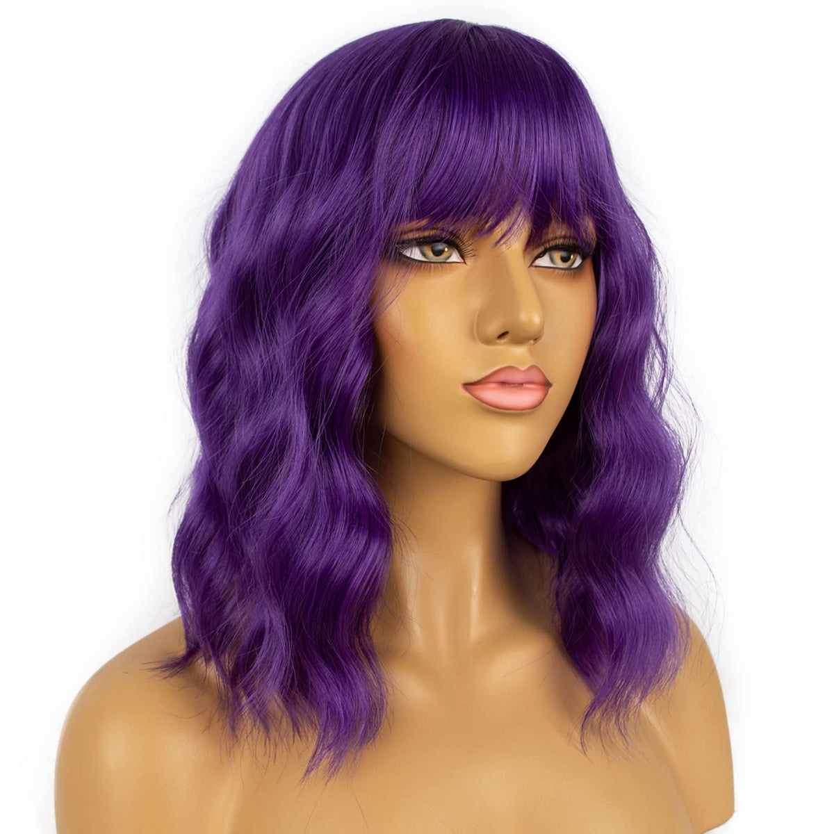 LANCAINI Dark Purple Short Bob Wig back view