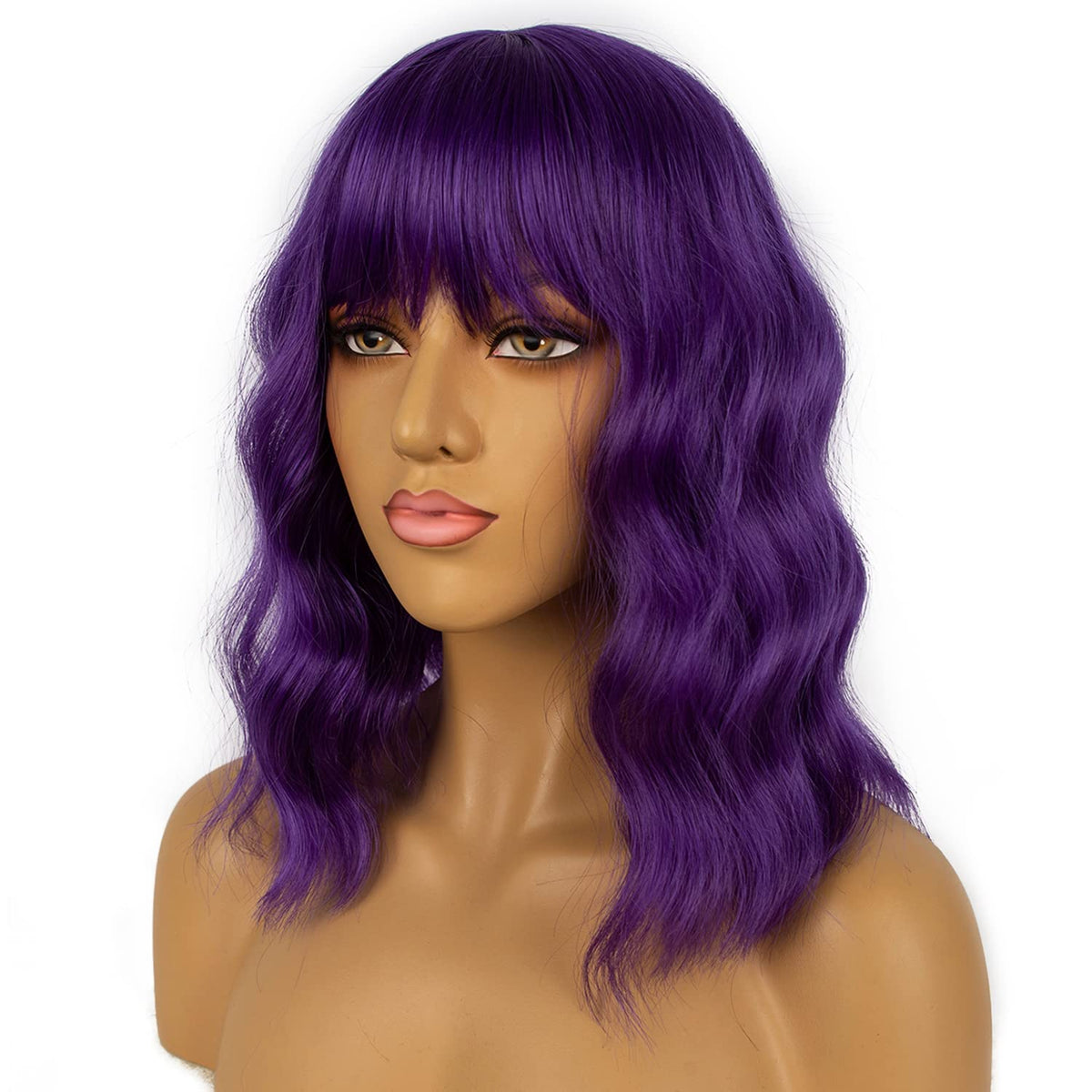 LANCAINI Dark Purple Short Bob Wig in packaging
