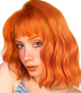 LANCAINI orange bob wig styled on mannequin