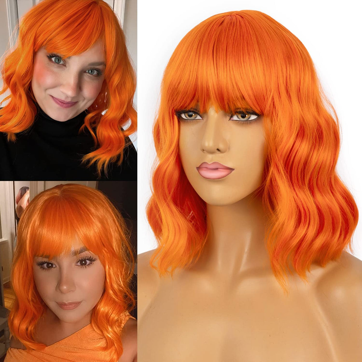 LANCAINI orange wig side view with bangs