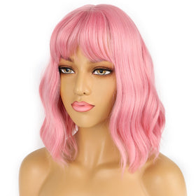 LANCAINI Pastel Bob Wig side view showcasing loose waves
