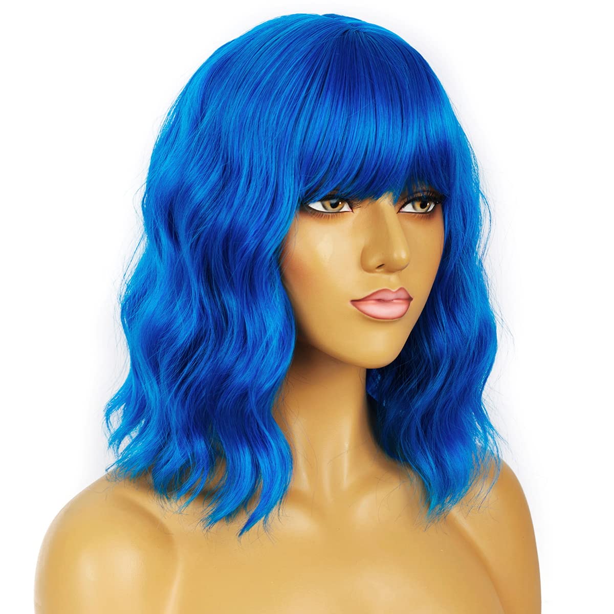 LANCAINI Short Bob Wavy Wig with adjustable straps
