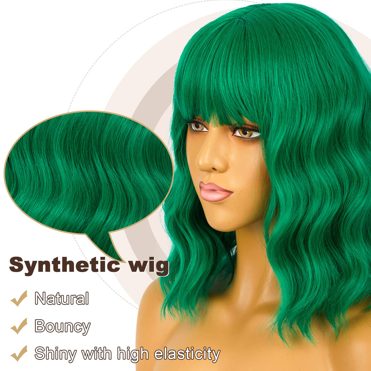 LANCAINI Short Bob Wig close-up of bangs