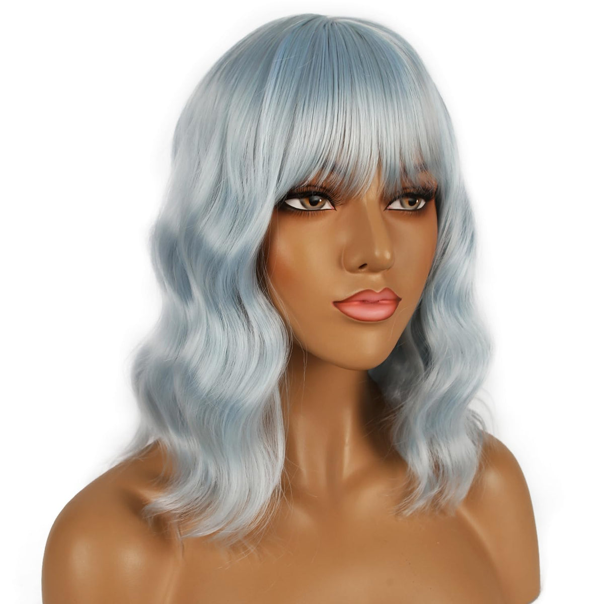 LANCAINI Short Bob Wig Ice Blue back view highlighting length