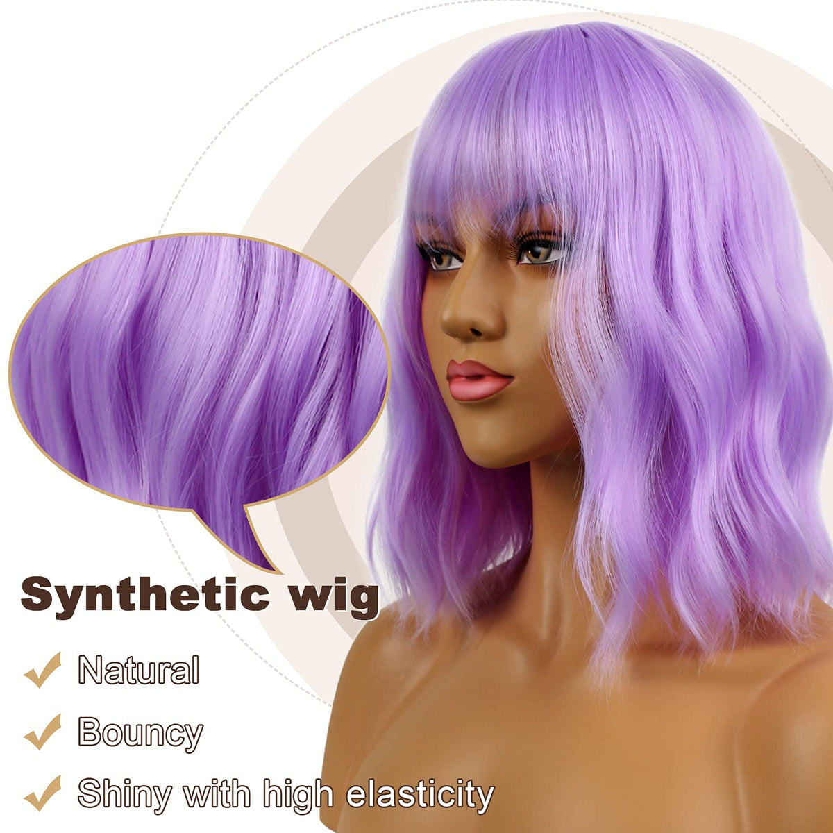 LANCAINI Short Bob Wig showing loose wavy texture