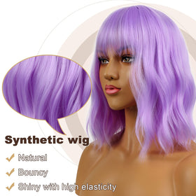 LANCAINI Short Bob Wig showing loose wavy texture