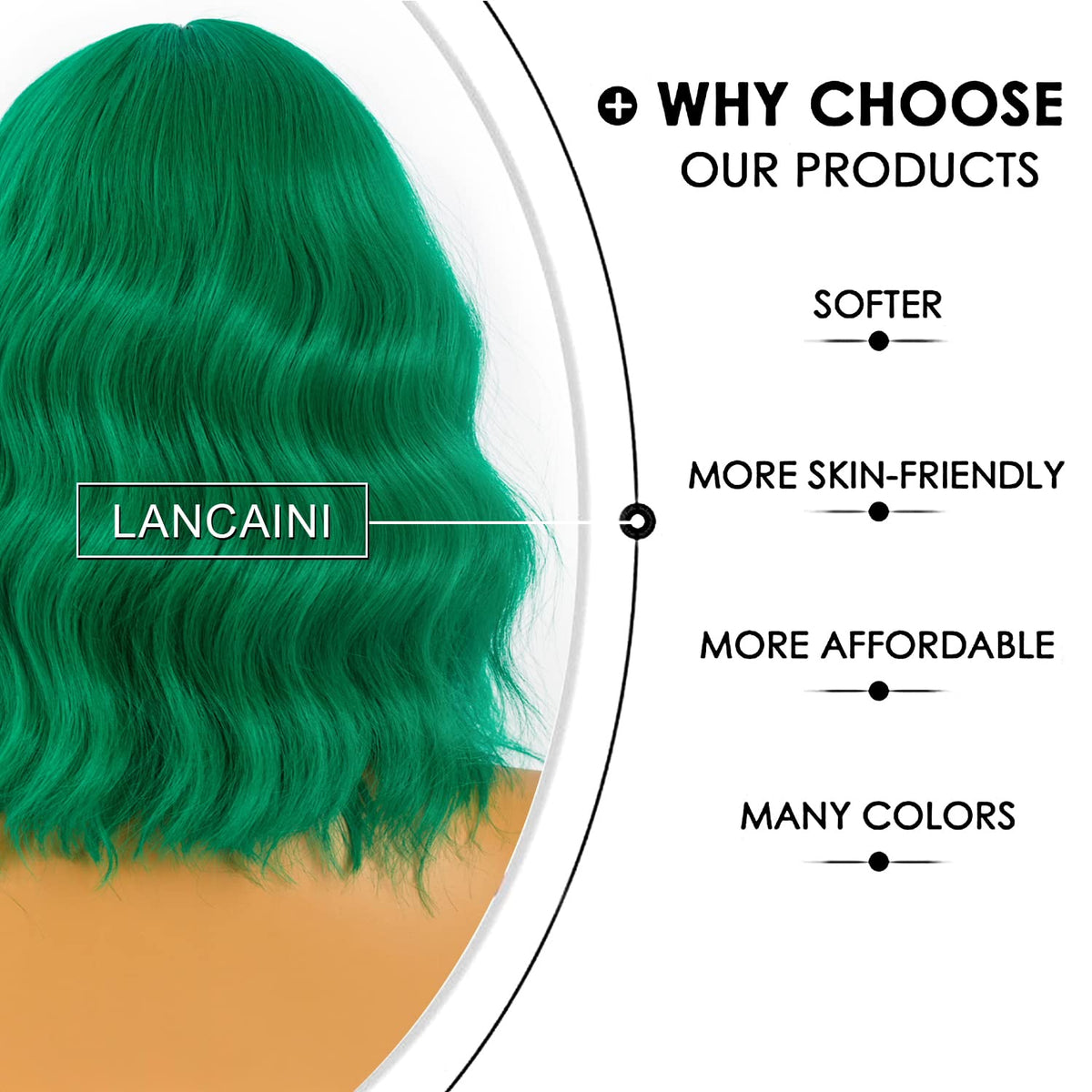 LANCAINI Short Bob Wig styled for cosplay