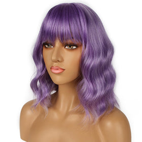 LANCAINI Short Bob Wig styled with a hair dryer