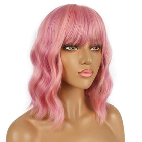 LANCAINI Short Bob Wig with Bangs back view