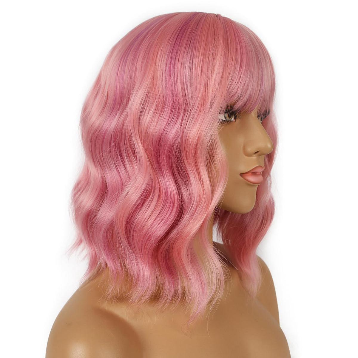 LANCAINI Short Bob Wig with Bangs displayed in packaging