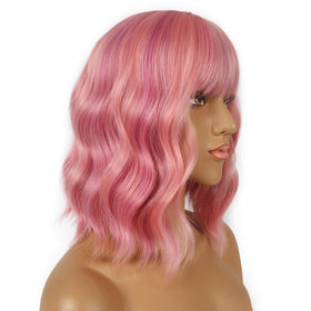 LANCAINI Short Bob Wig with Bangs displayed in packaging