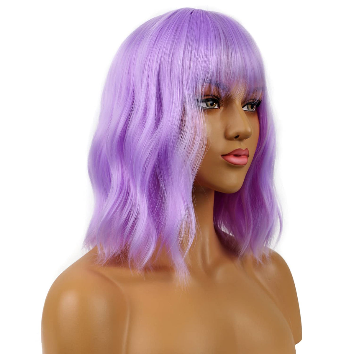 LANCAINI Short Bob Wig with bangs side view
