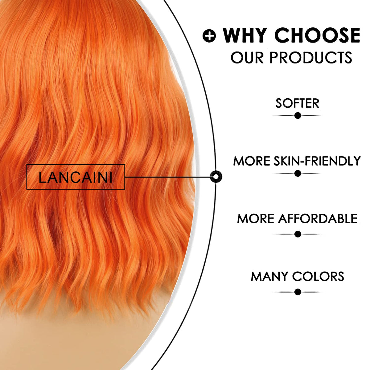 LANCAINI wig close-up of bangs and texture