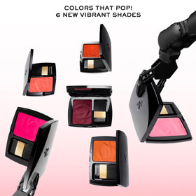 Lancôme Blush Subtil 500 Pink Ôh La La displayed with makeup brushes