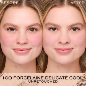 Lancôme Dual Finish Powder Foundation 100 Porcelaine Delicate Cool open showing powder