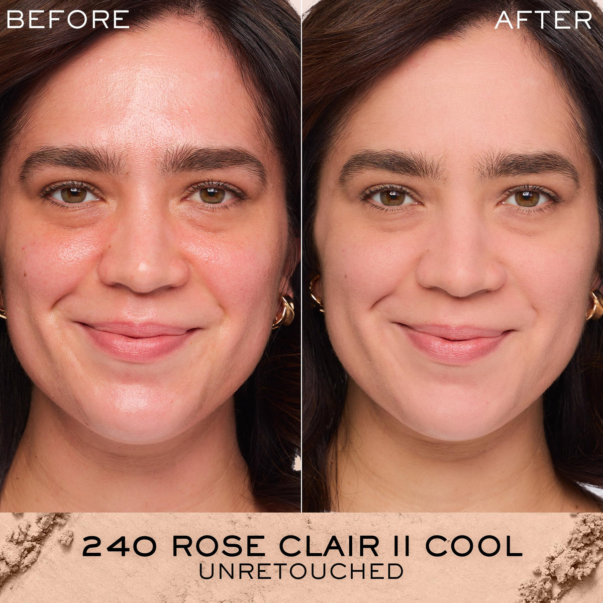 Lancôme Dual Finish Powder Foundation 240 Rose Clair II Cool swatch on skin