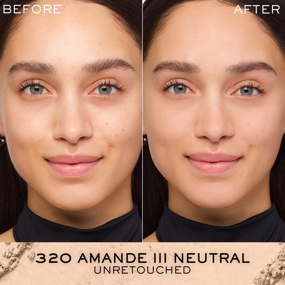 Lancôme Dual Finish Powder Foundation 320 Amande open with powder visible
