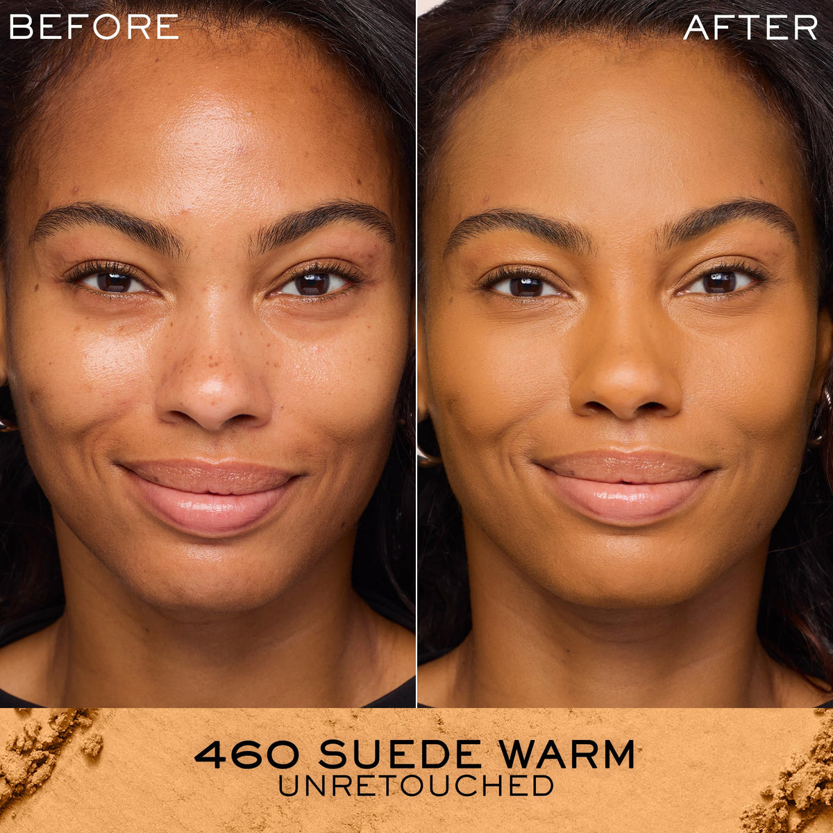 Lancôme Dual Finish Powder Foundation 460 Suede Warm swatch on skin
