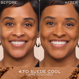 Lancôme Dual Finish Powder Foundation 470 Suede Cool swatch on skin